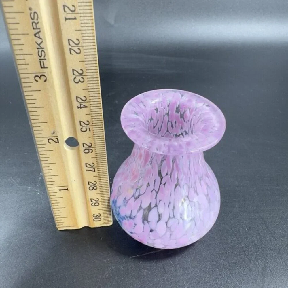 Kosta Boda Sweden‎ Hand Blown Small Mini Vase Vessel Multicolor Speckled Signed